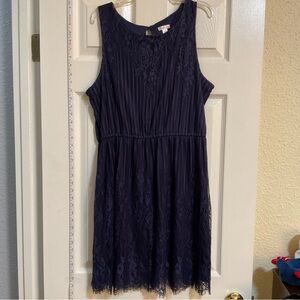 Xhilaration Navy Blue Sleeveless Lace Dress